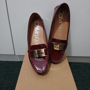 Calvin Klein Patent Burgundy Loafers